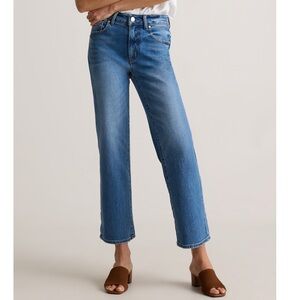 Quince Bella Stretch Cropped Straight Jeans 25 Atlantic Blue (Mid Wash) in EUC